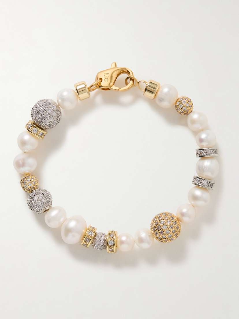 Martha Calvo Liza Gold-plated, Pearl And Crystal Bracelet
