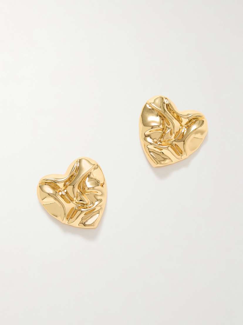 Martha Calvo Hammered Heart Gold-plated Earrings