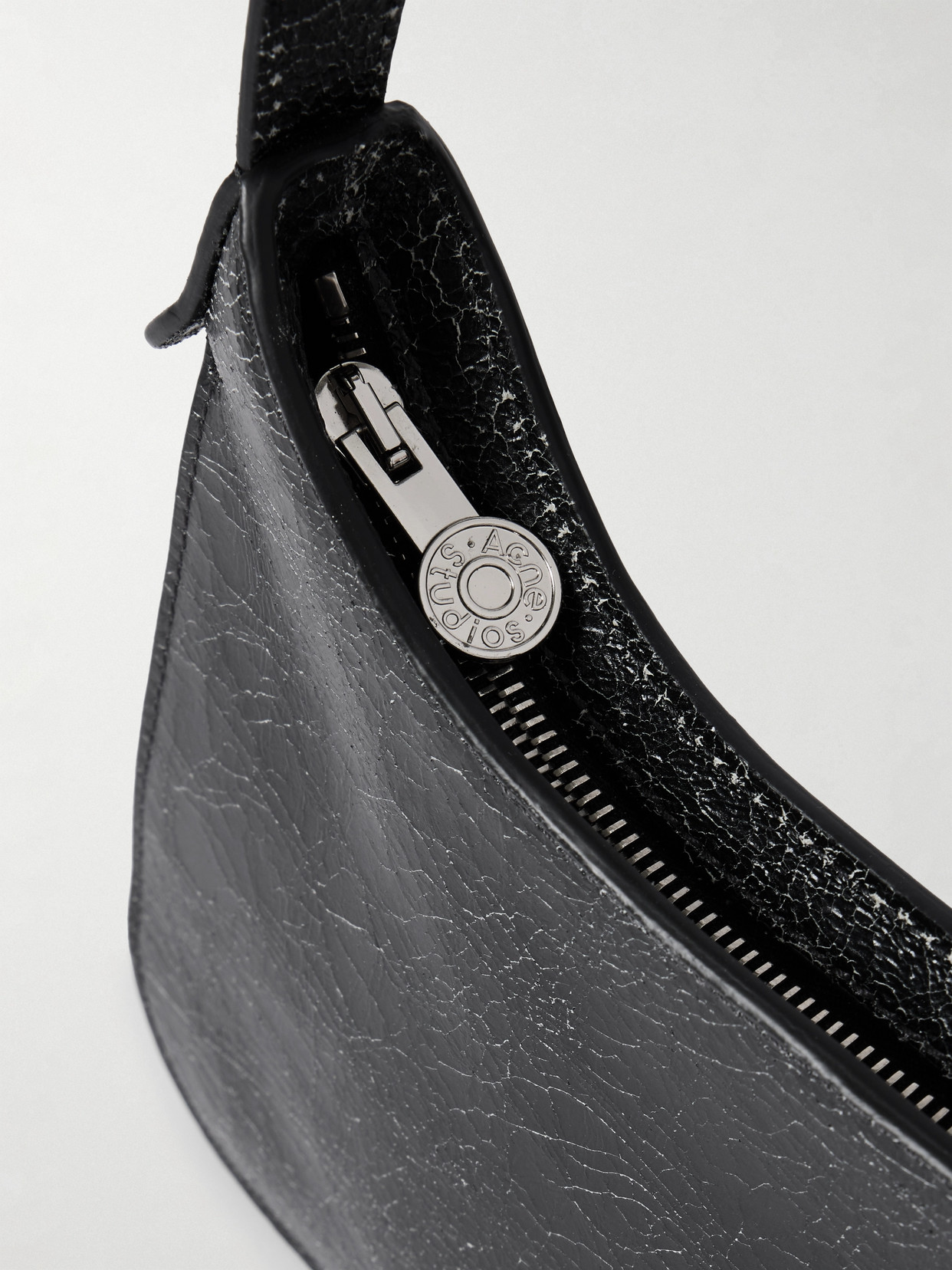 Acne Studios Textured Cowhide Leather Shoulder Bag With Adjustable Strap In Black