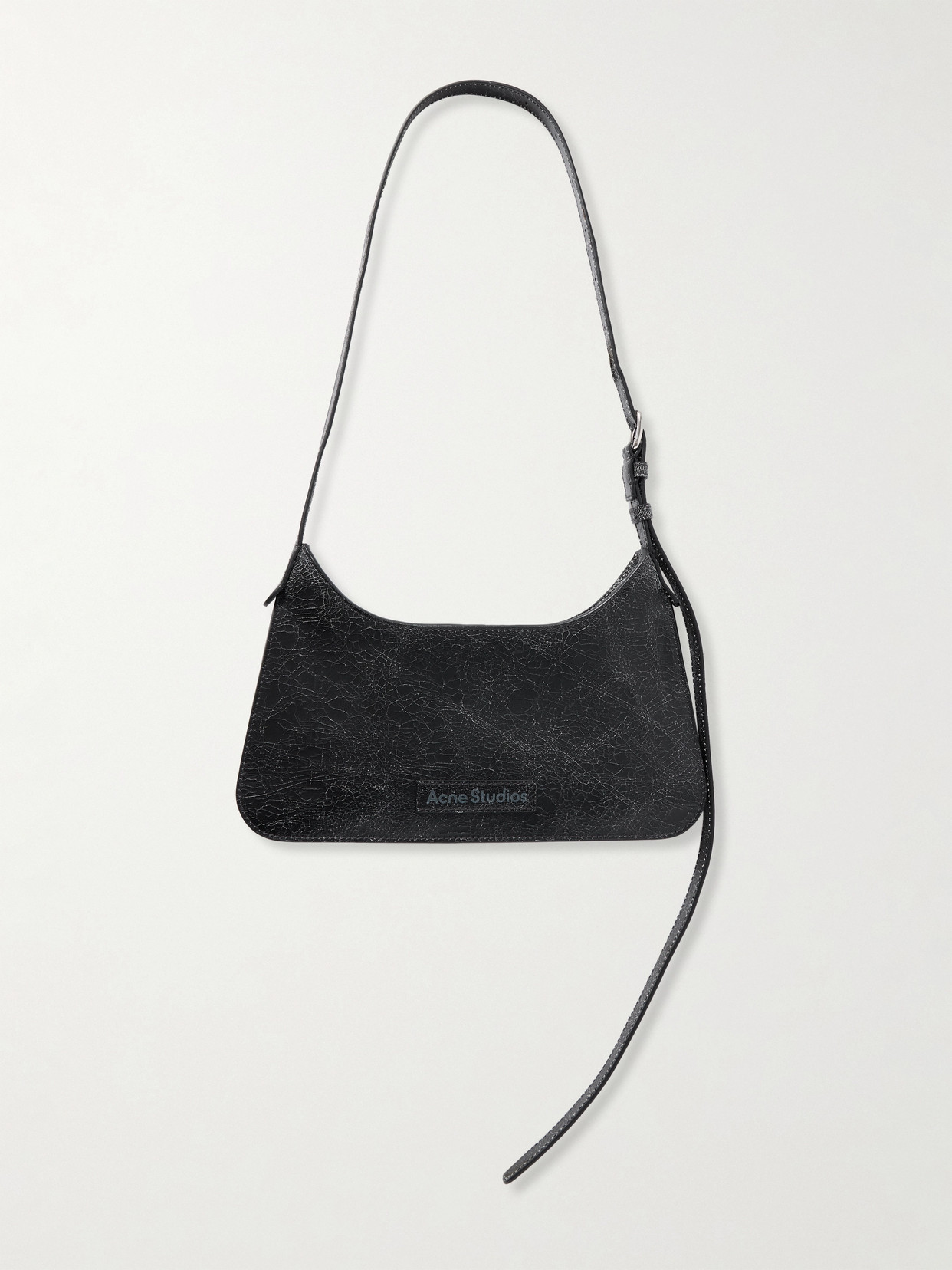 Acne Studios Platt Mini Cracked-leather Shoulder Bag In Black