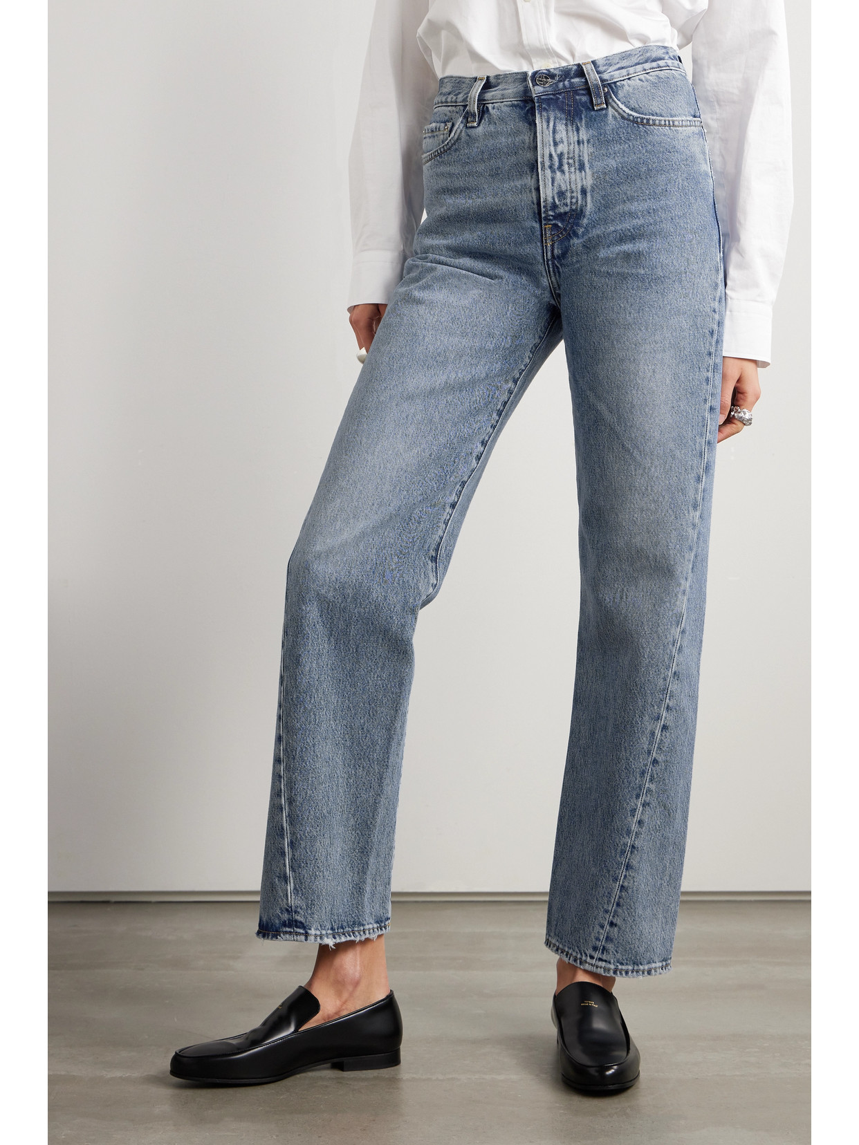 Shop Totême Twisted Seam High-rise Straight-leg Jeans In Blue