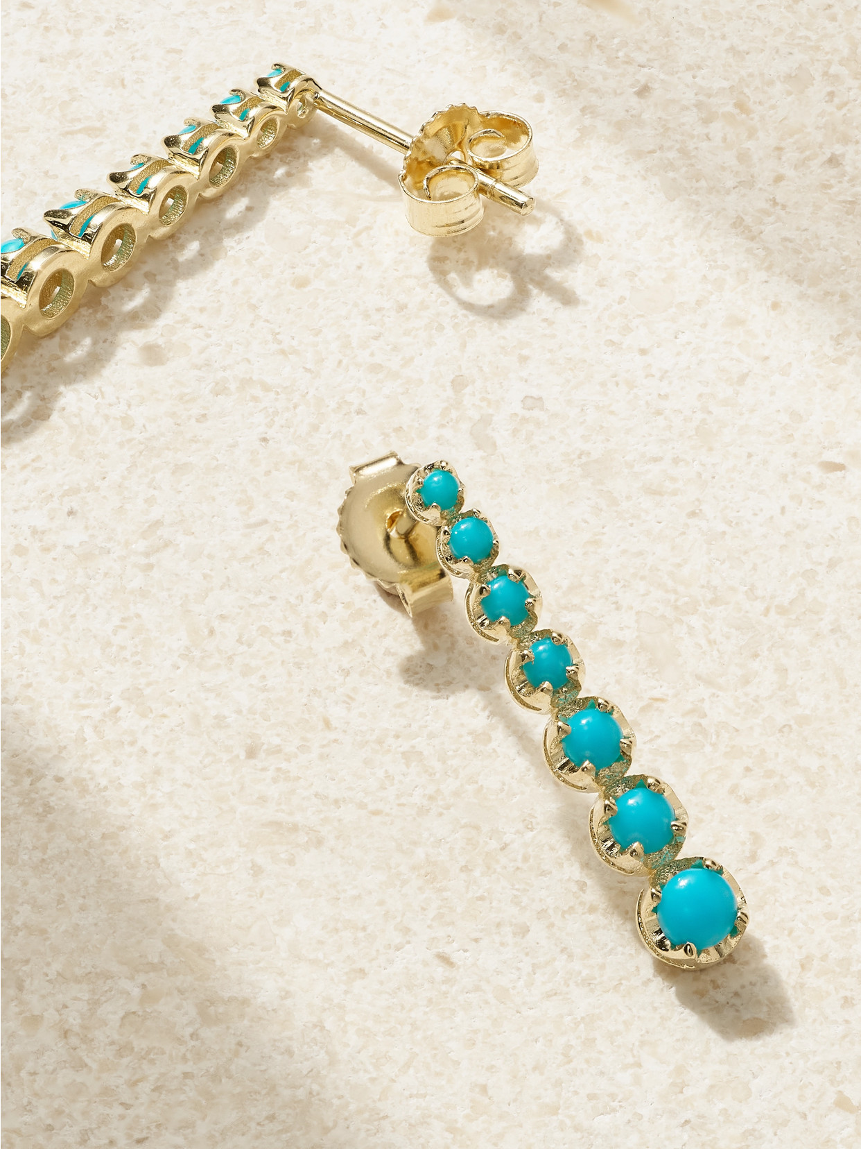Jennifer Meyer Mini Graduated 18-karat Gold Turquoise Earrings In Gold
