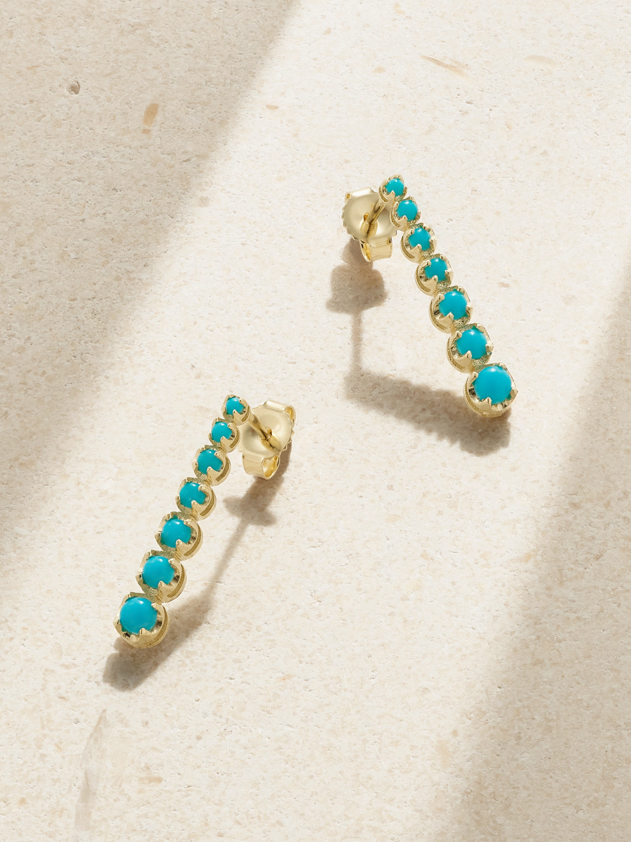 Jennifer Meyer Mini Graduated 18-karat Gold Turquoise Earrings