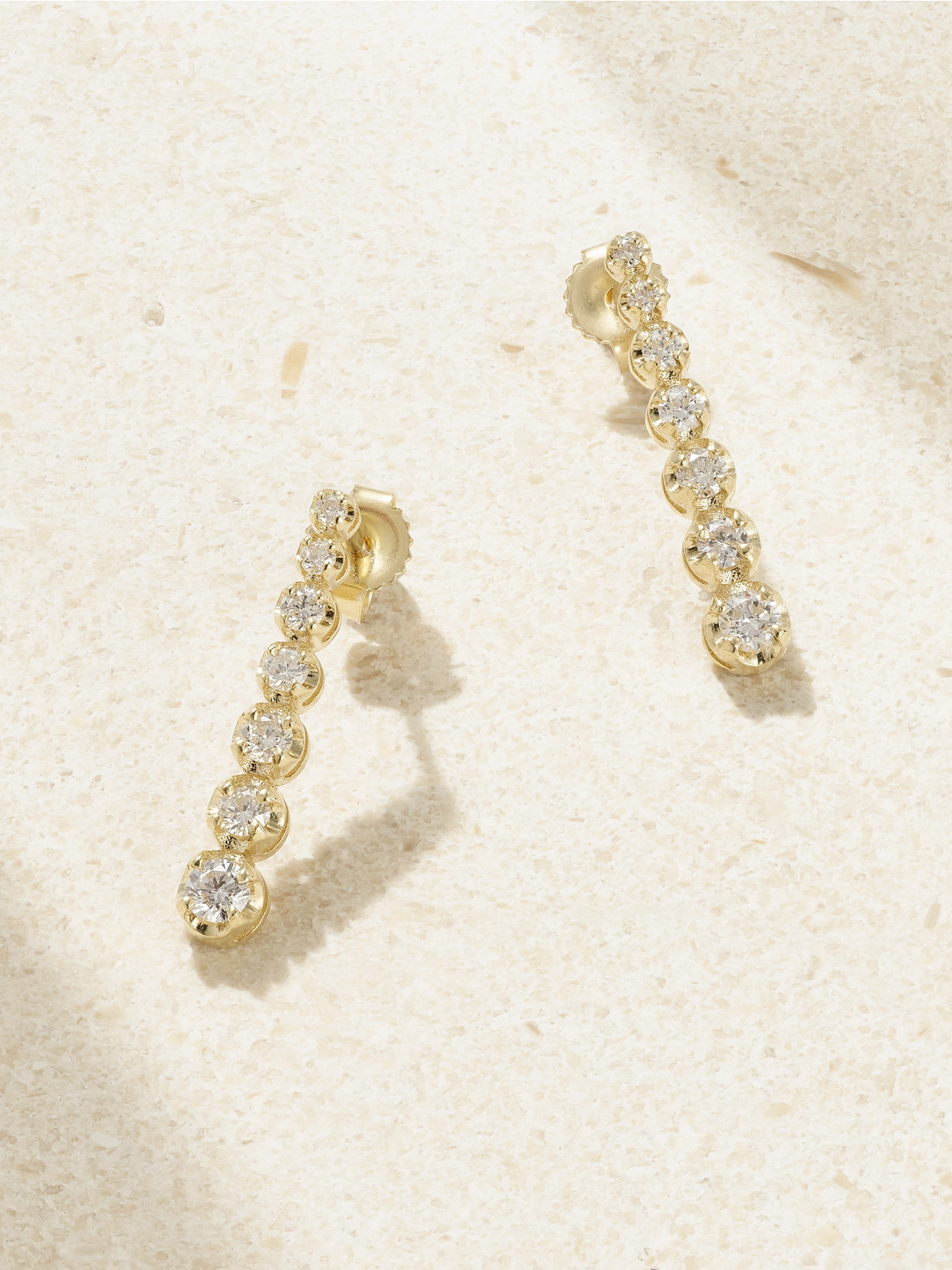 Jennifer Meyer - Mini Graduated 18-karat Gold Diamond Earrings - One size