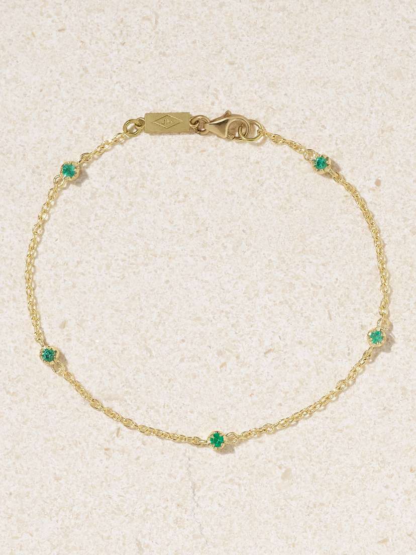 Jennifer Meyer 18-karat Gold Emerald Bracelet