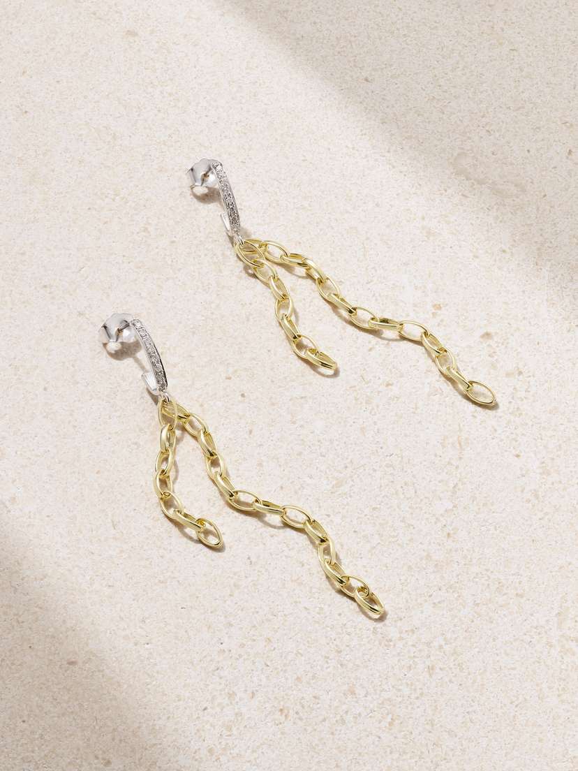 Jennifer Meyer Edith 18-karat Yellow And White Gold Diamond Earrings