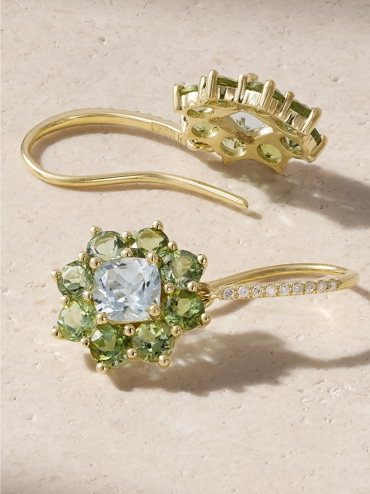 Jennifer Meyer Flower Drop Small 18-karat Gold Multi-stone Earrings In Gold