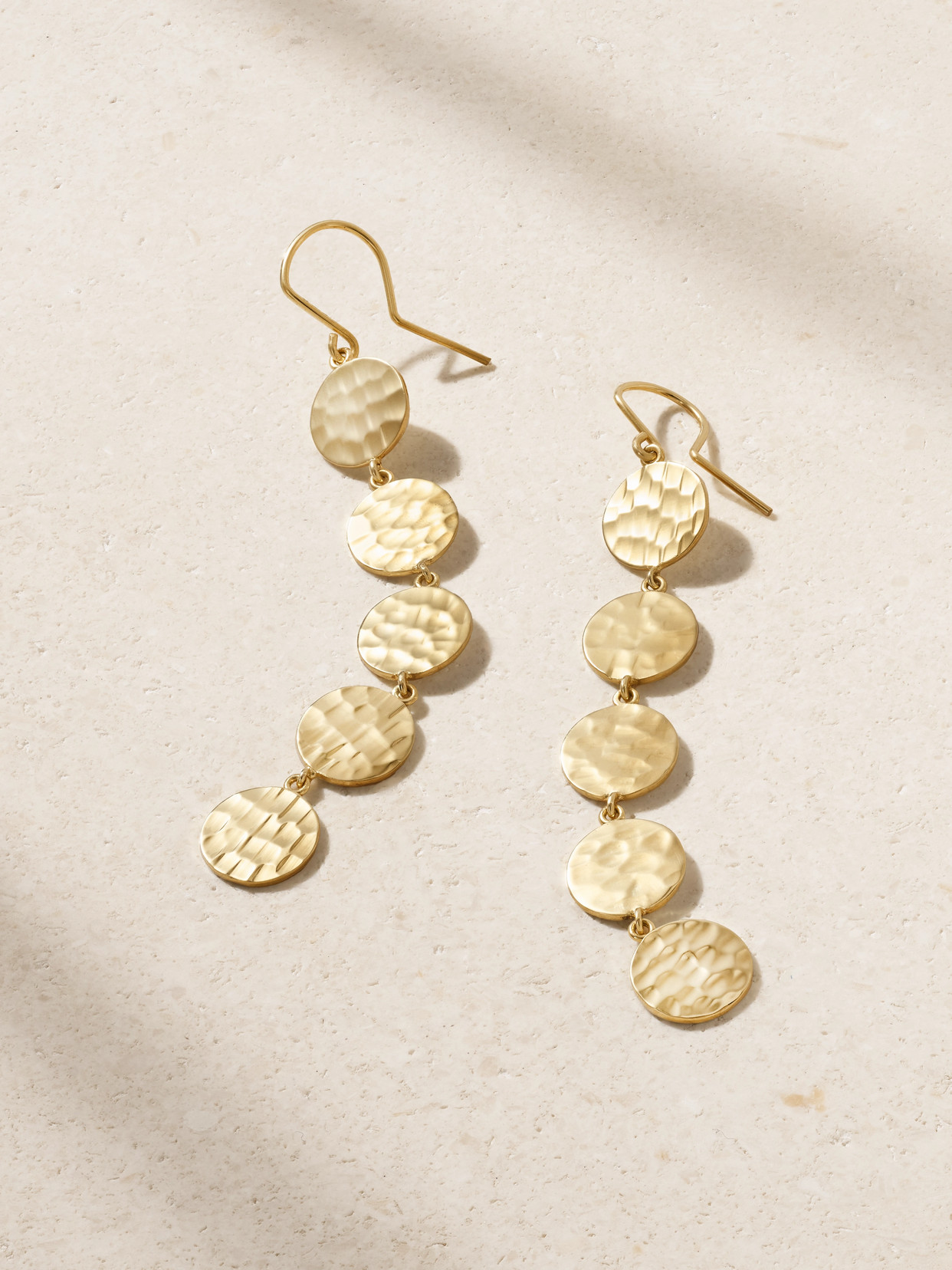 Jennifer Meyer Mini Hammered Disc 18-karat Gold Earrings