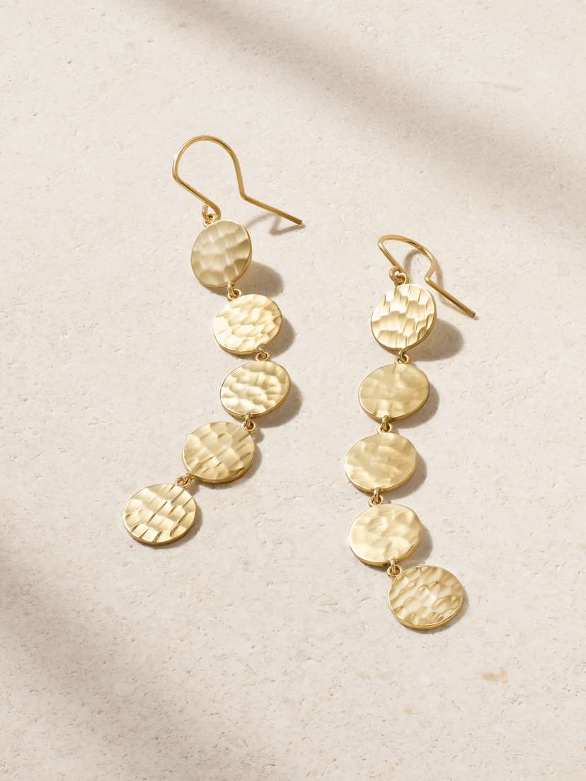 Jennifer Meyer Mini Hammered Disc 18-karat Gold Earrings
