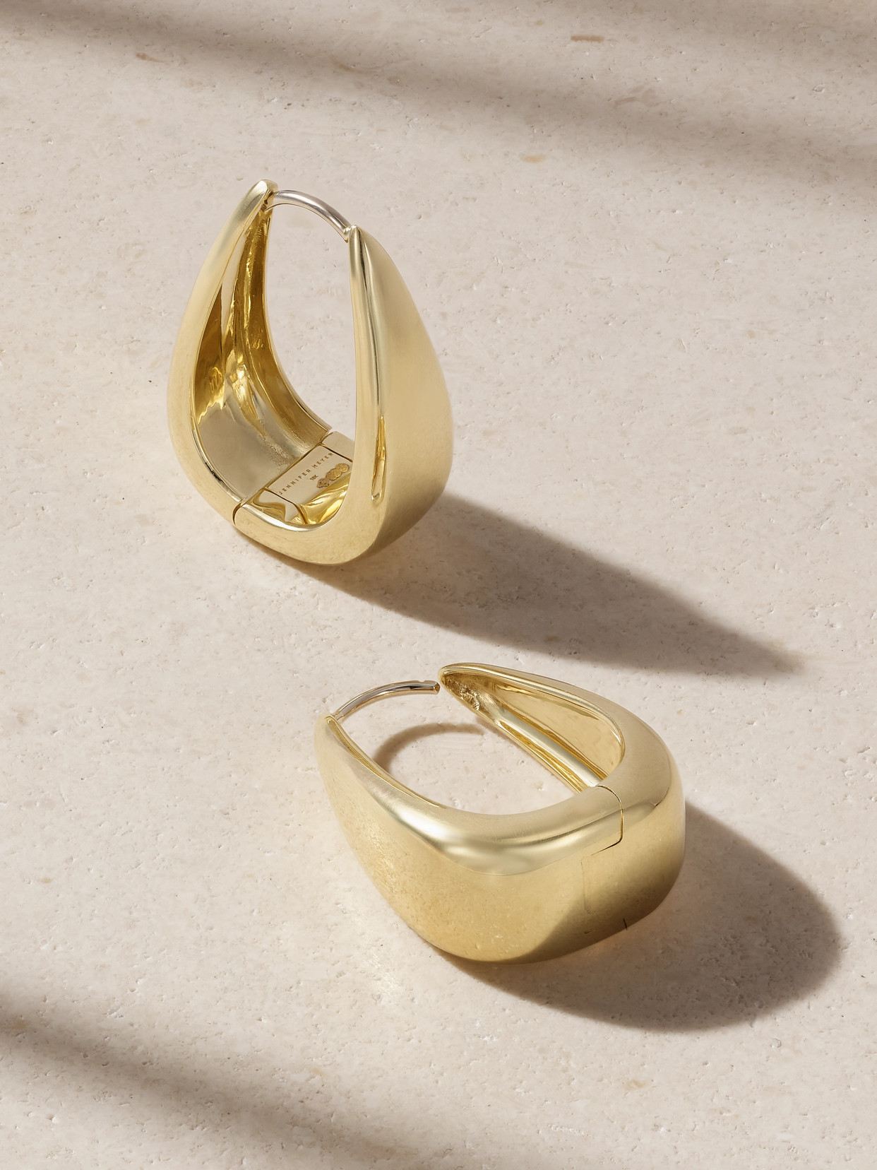 Jennifer Meyer - Elongated Teardrop 18-karat Gold Hoop Earrings - One size