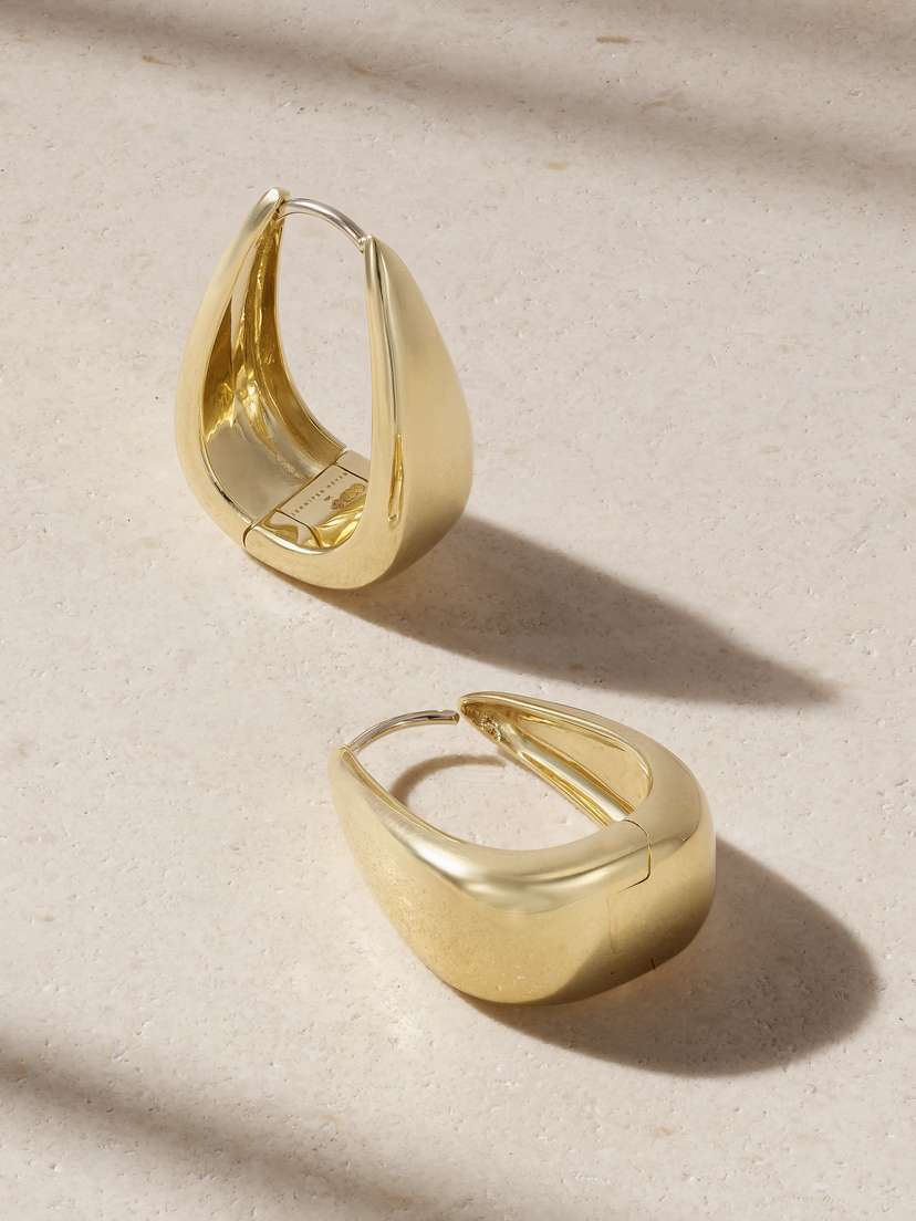 Jennifer Meyer Elongated Teardrop 18-karat Gold Hoop Earrings
