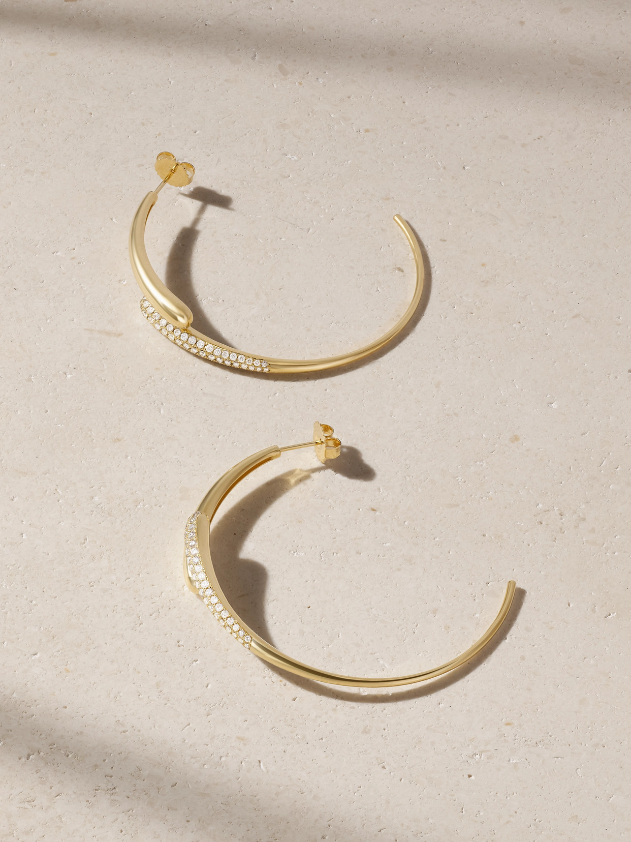 Jennifer Meyer - Double Dome Medium 18-karat Gold Diamond Hoop Earrings - One size