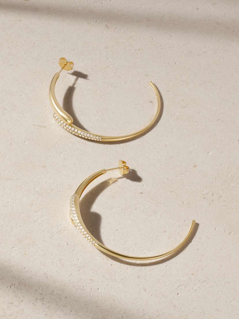 Jennifer Meyer Double Dome Medium 18-karat Gold Diamond Hoop Earrings