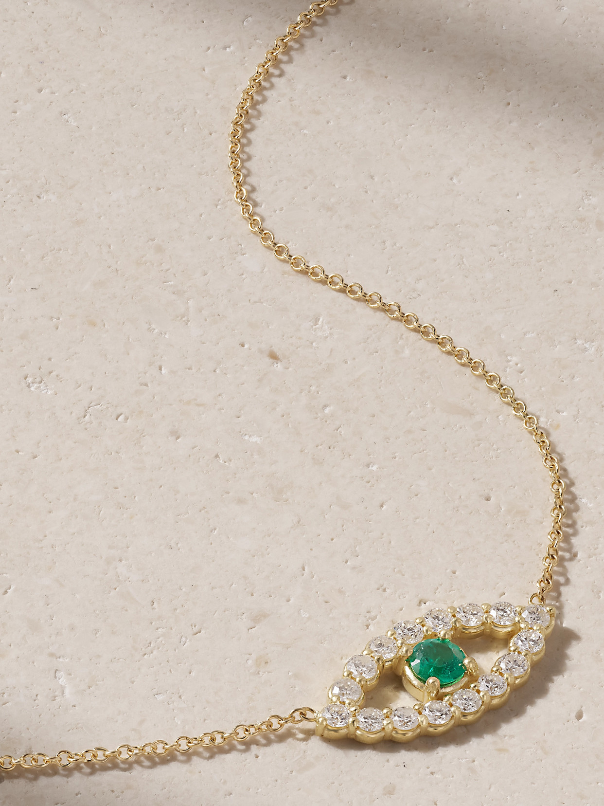 Jennifer Meyer - Evil Eye 14-karat Gold, Diamond And Emerald Necklace - One size