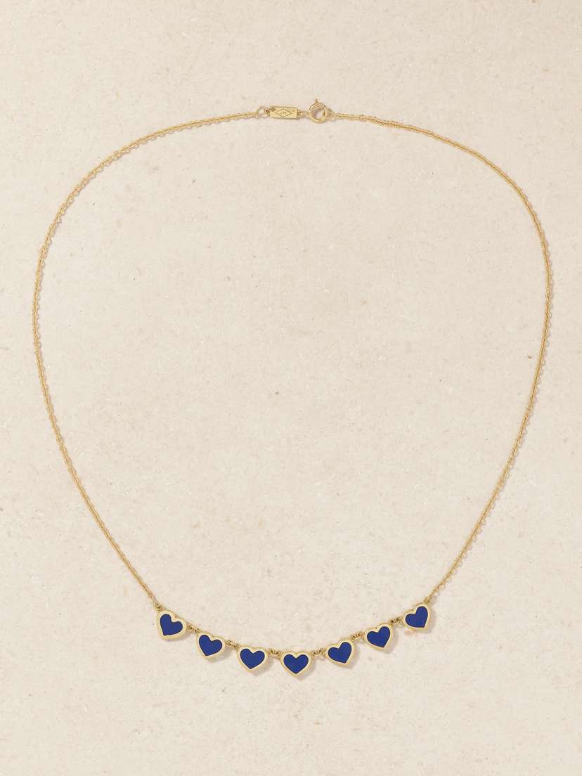Jennifer Meyer 7 Extra Small Mini Heart 18 Karat-gold Lapis Lazuli Necklace