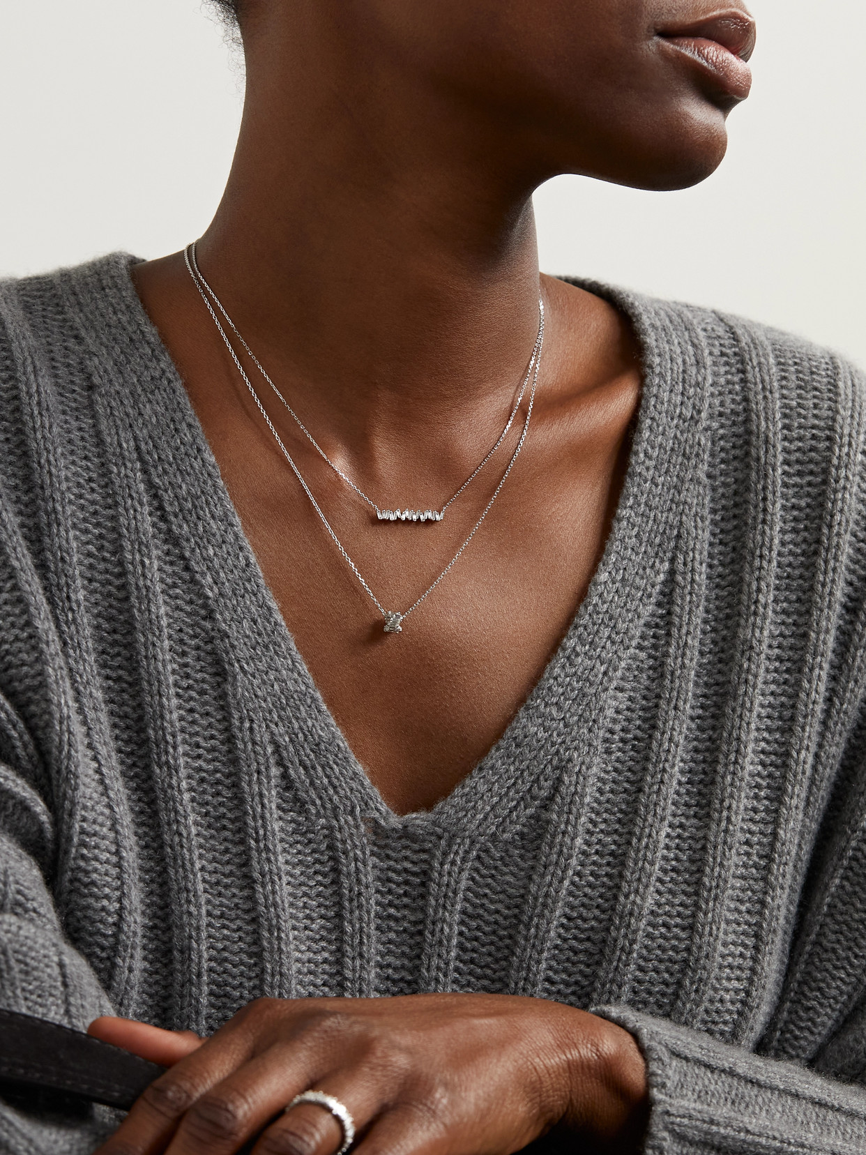 Suzanne Kalan 18-karat White Gold Diamond Necklace In Gold