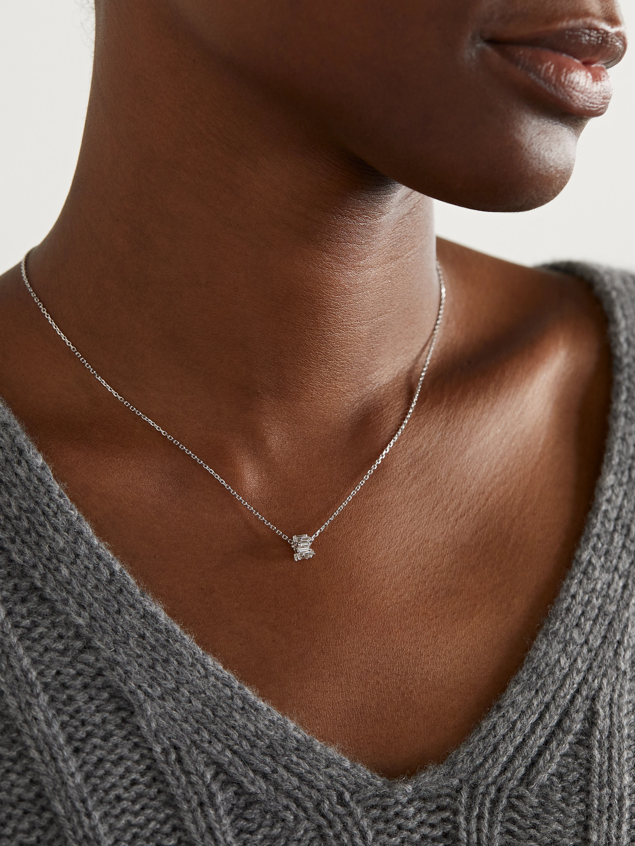 Suzanne Kalan 18-karat White Gold Diamond Necklace In Gold