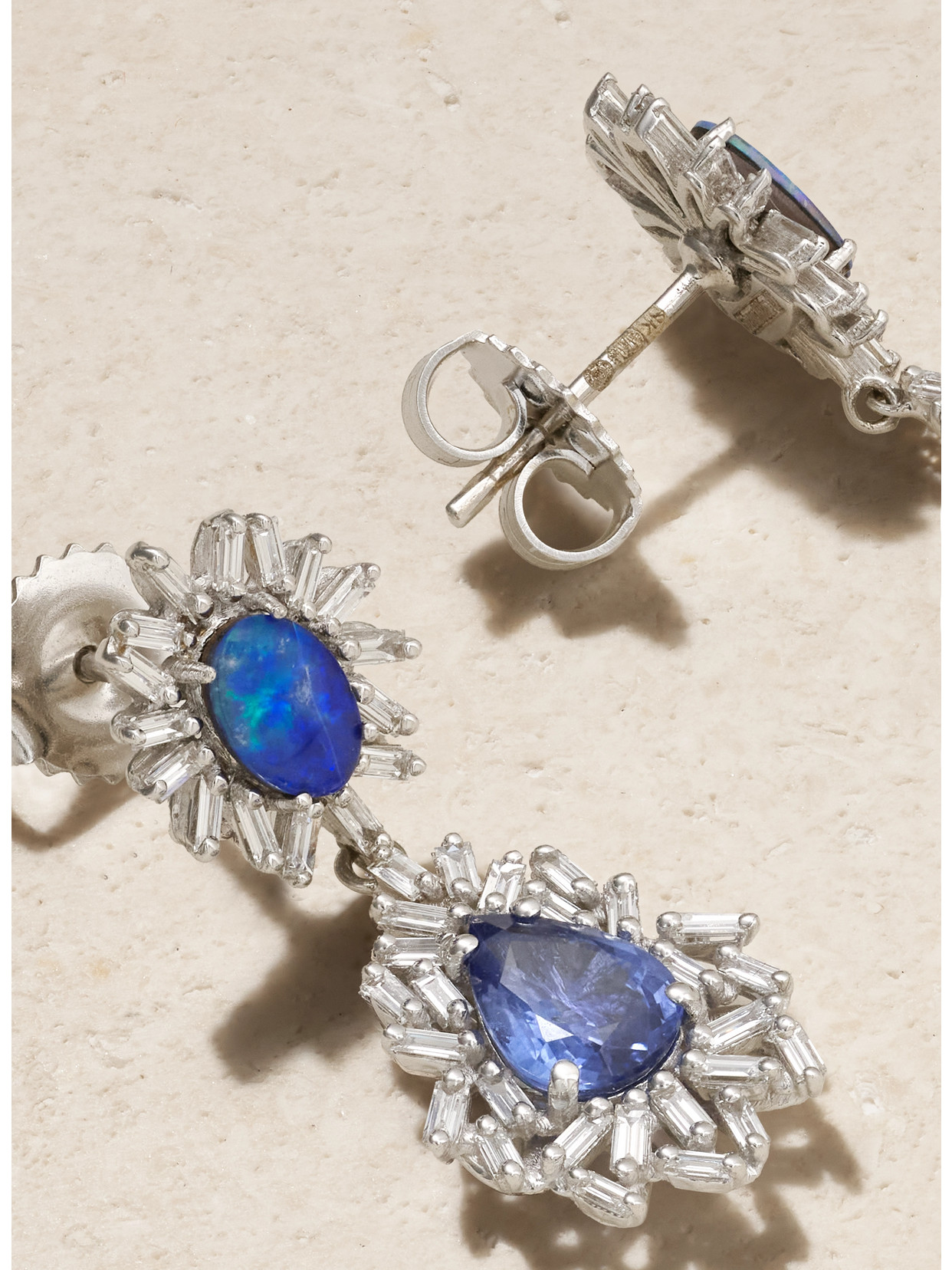 Suzanne Kalan 18-karat White Gold Multi-stone Earrings In Gold