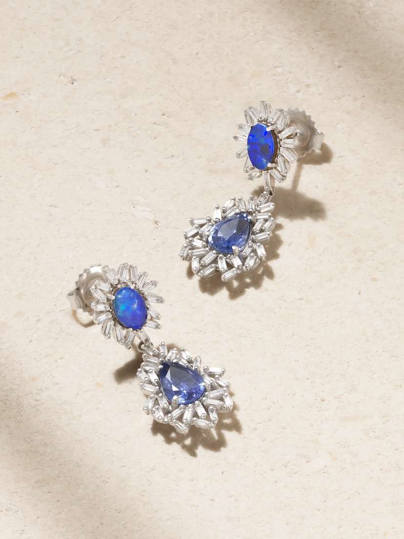 Suzanne Kalan 18-karat White Gold Multi-stone Earrings