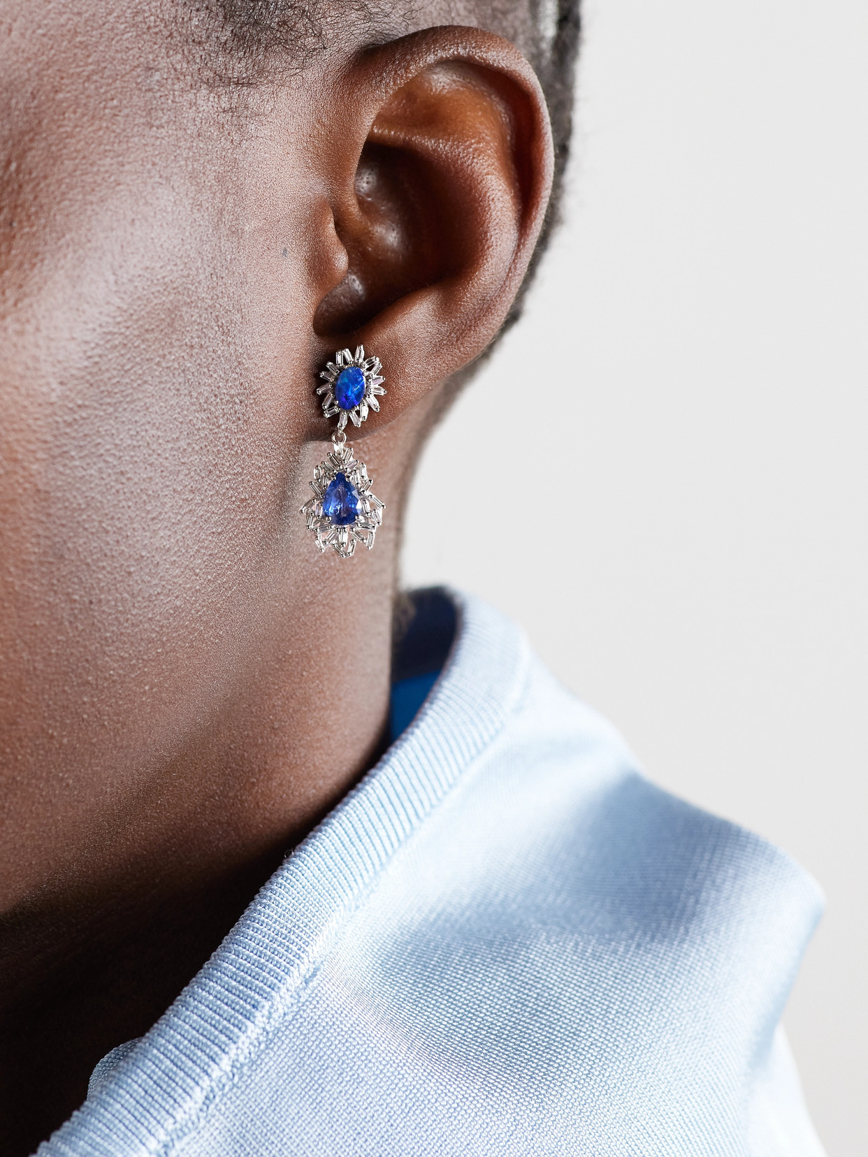 Suzanne Kalan 18-karat White Gold Multi-stone Earrings In Gold