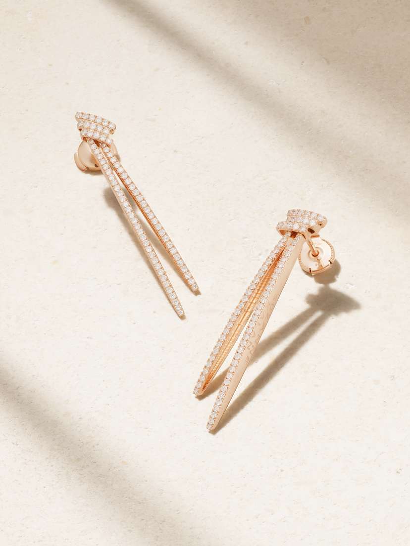 Suzanne Kalan 18-karat Rose Gold Diamond Earrings