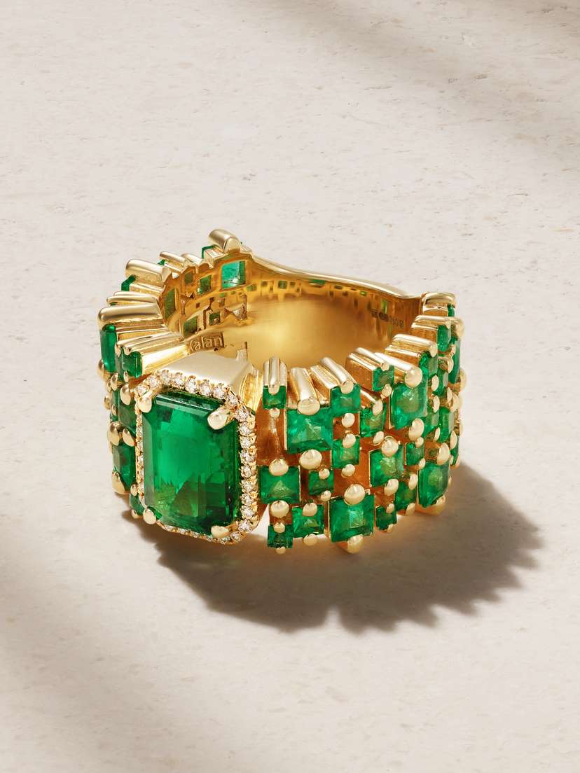 Suzanne Kalan 18-karat Gold, Emerald And Diamond Ring