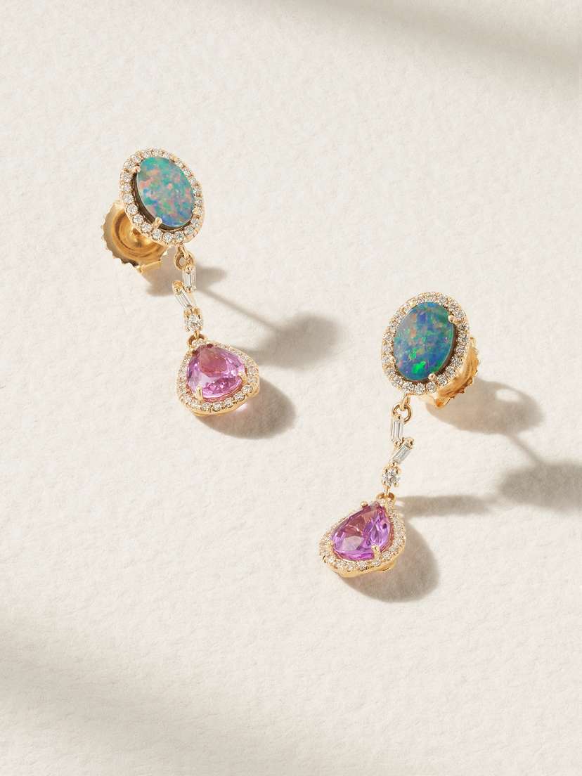 Suzanne Kalan 18-karat Rose Gold Multi-stone Earrings
