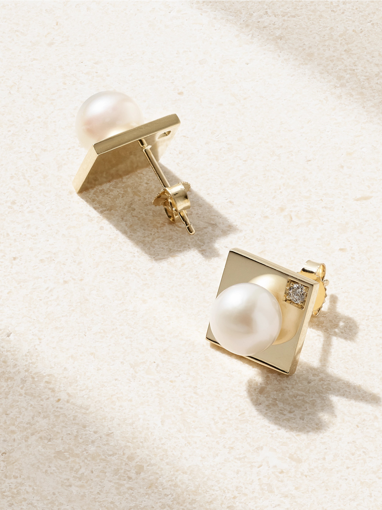 Shop Mizuki 14-karat Gold, Diamond And Pearl Earrings