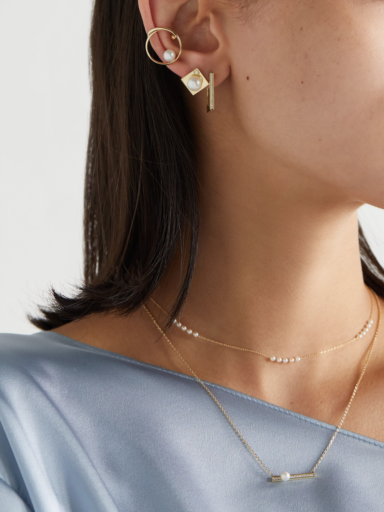Mizuki 14-karat Gold, Diamond And Pearl Earrings In Gold