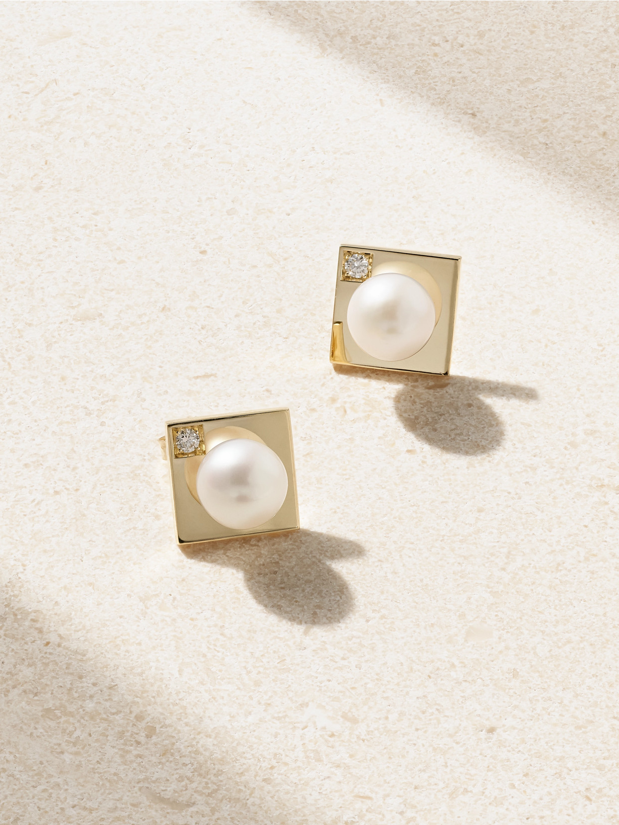 Mizuki 14-karat Gold, Diamond And Pearl Earrings