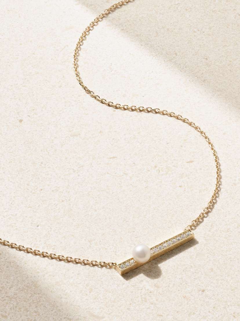 Mizuki 14-karat Gold, Diamond And Pearl Necklace