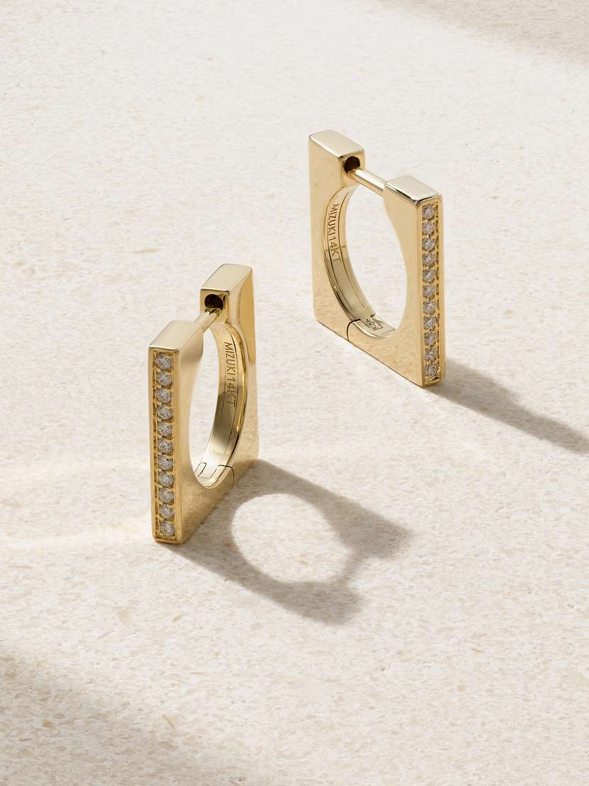 Mizuki 14-karat Gold Diamond Hoop Earrings