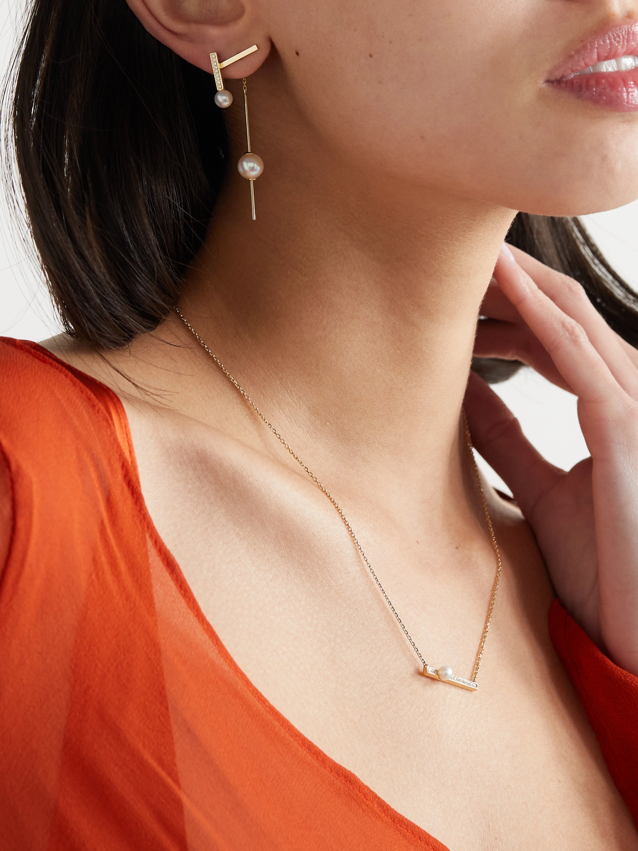 Mizuki 14-karat Gold Pearl Earrings In Gold