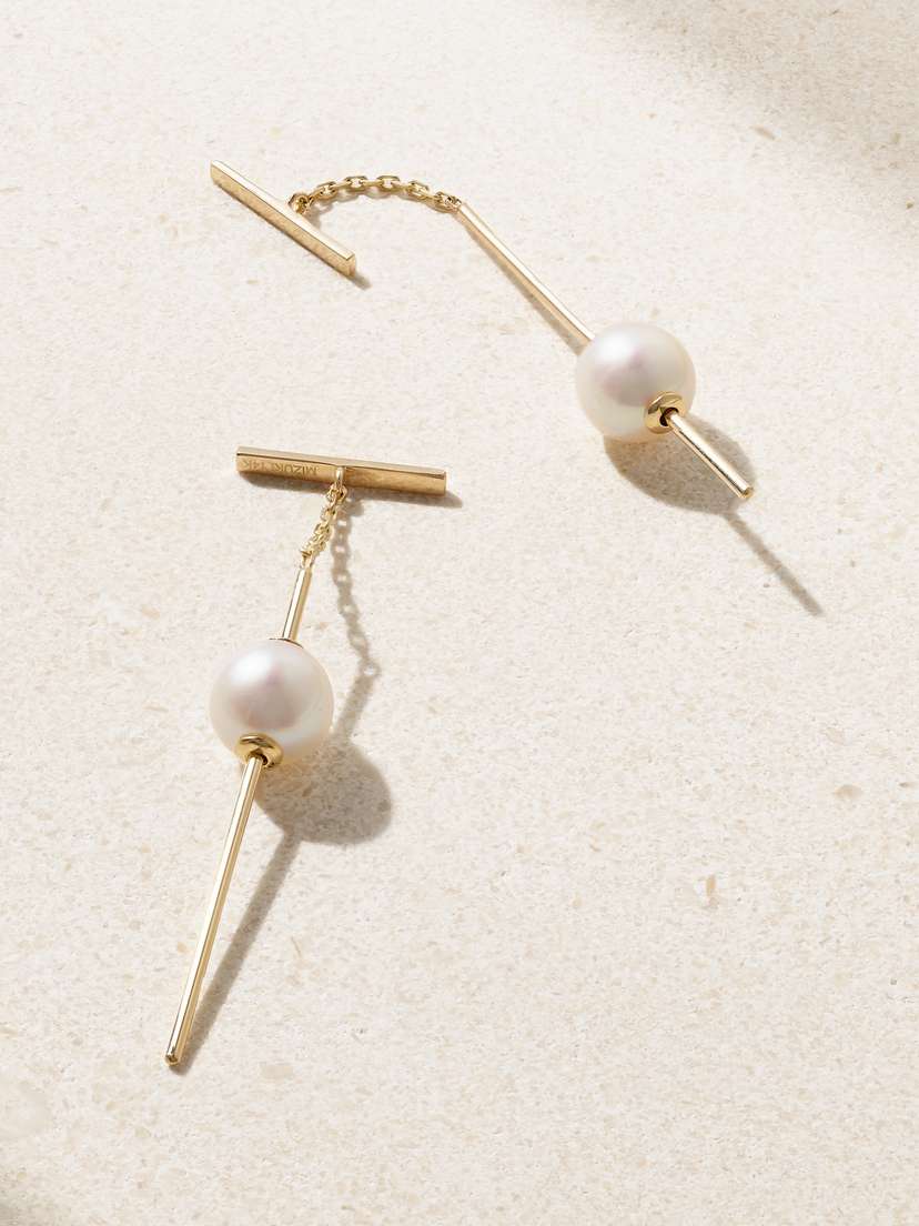 Mizuki 14-karat Gold Pearl Earrings