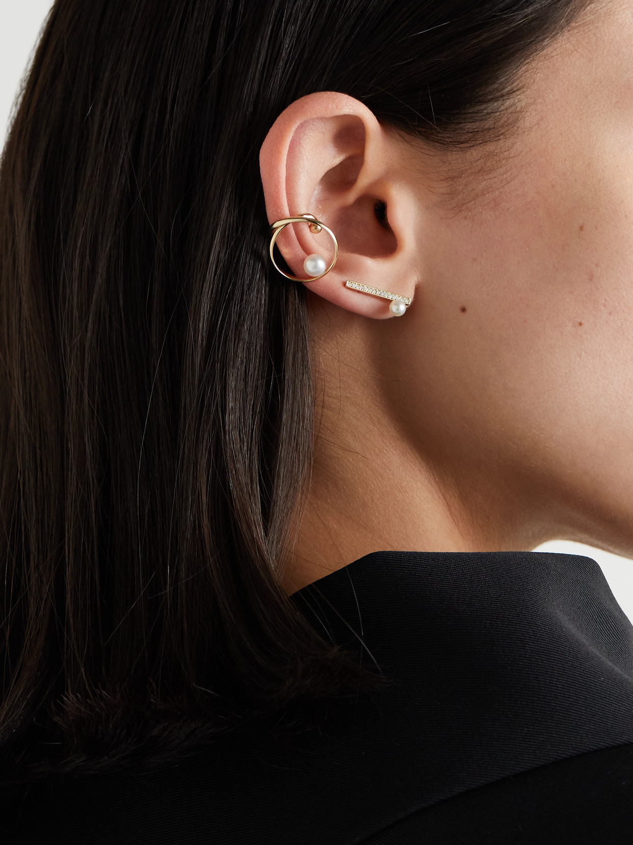 Mizuki 14-karat Gold, Diamond And Pearl Earrings In Gold