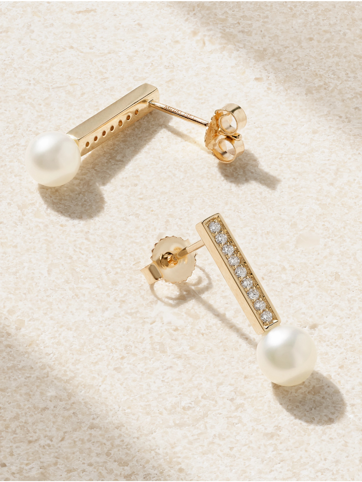 Shop Mizuki 14-karat Gold, Pearl And Diamond Earrings