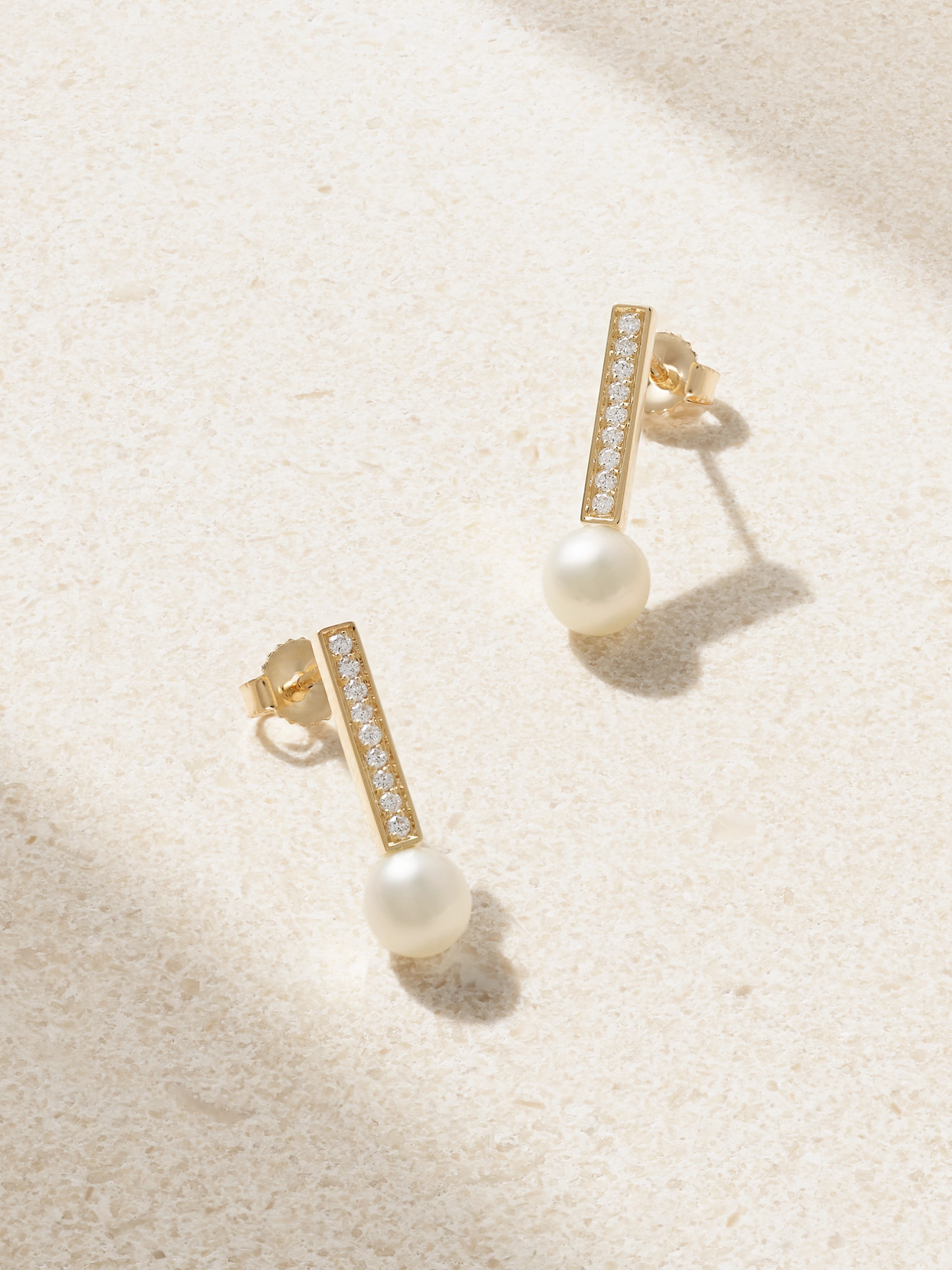 Mizuki 14-karat Gold, Pearl And Diamond Earrings