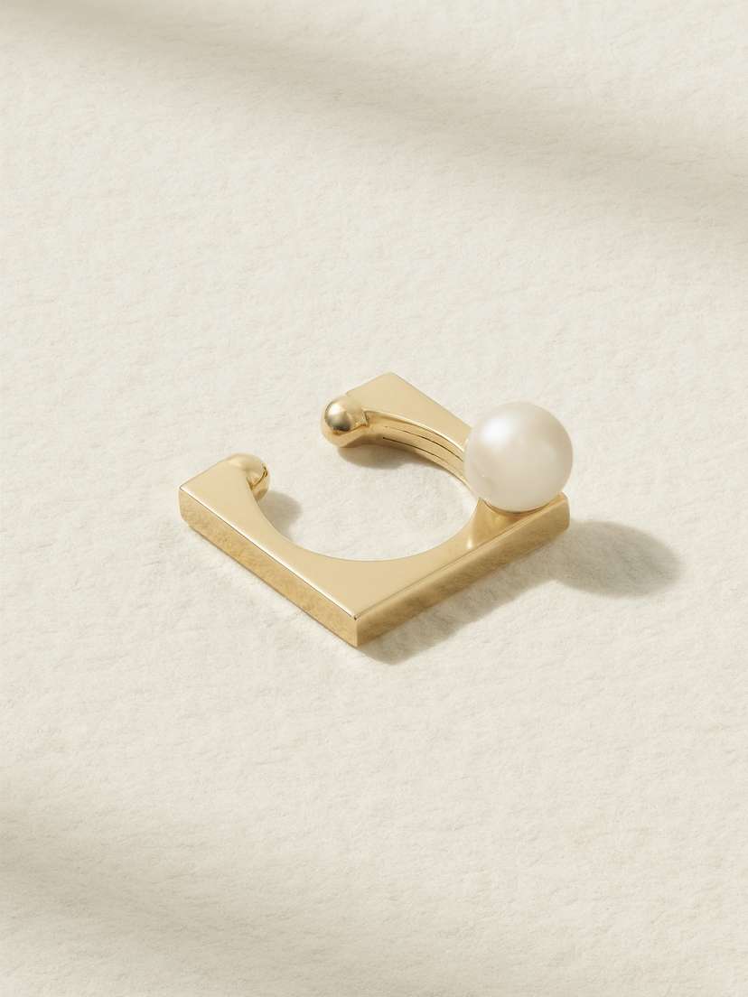 Mizuki 14 Karat-gold Pearl And Diamond Ear Cuff