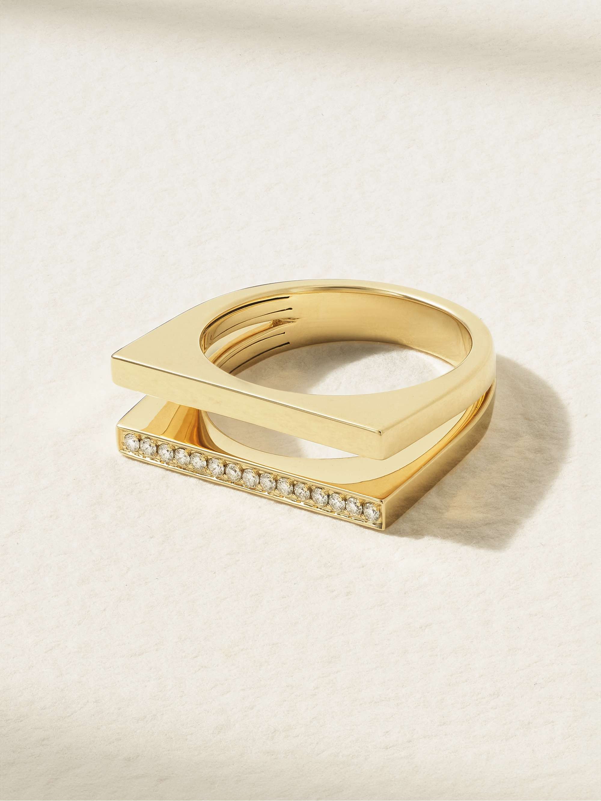 MIZUKI Double Bar 14 karat gold diamond ring NET A PORTER