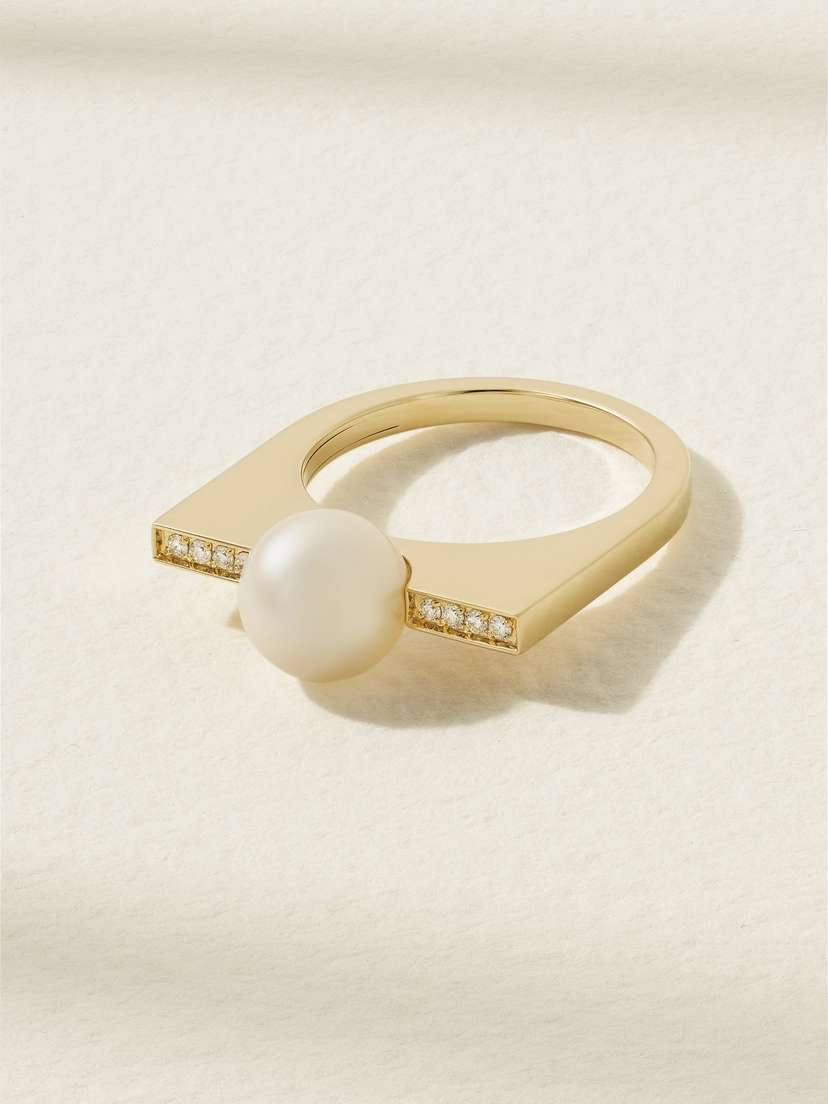 Mizuki 14 Karat-gold, Pearl And Diamond Ring