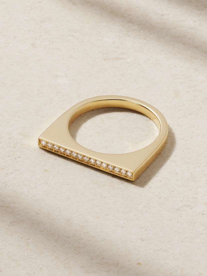 Mizuki Bar 14-karat Gold Diamond Ring