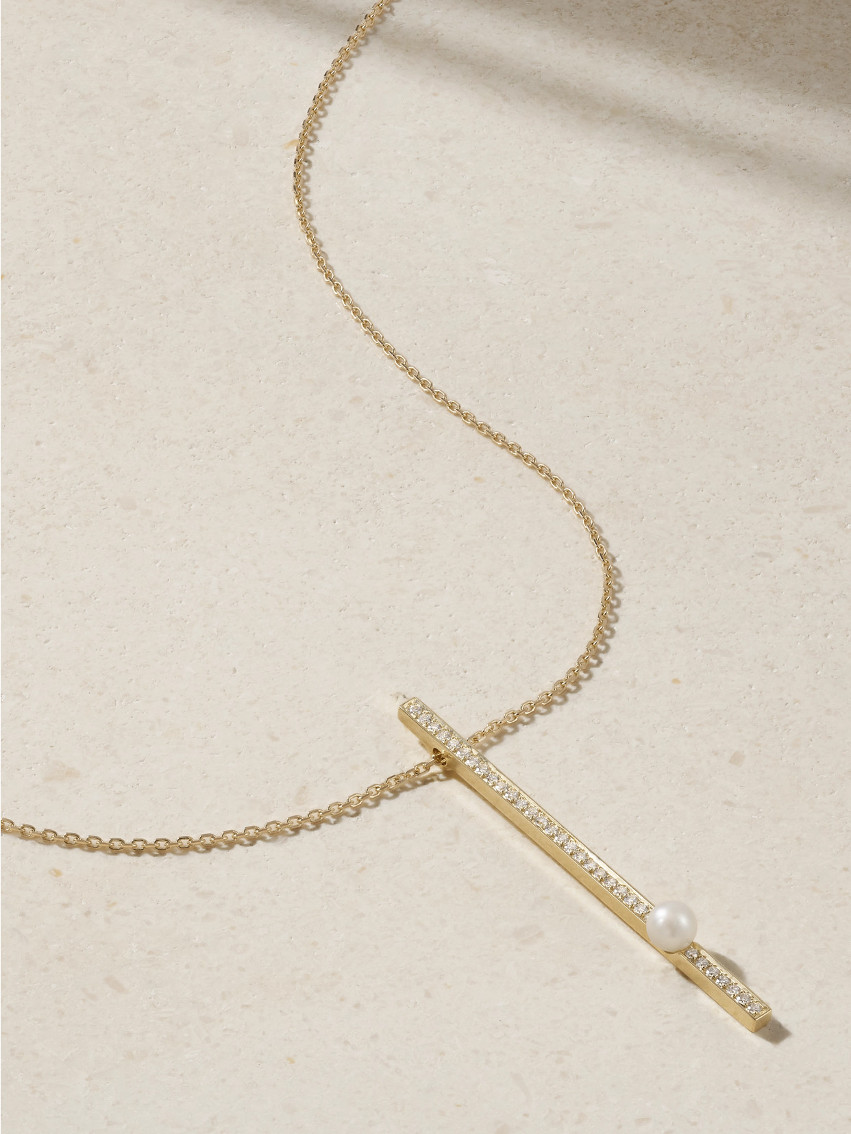 Mizuki 14-karat Gold, Pearl And Diamond Necklace