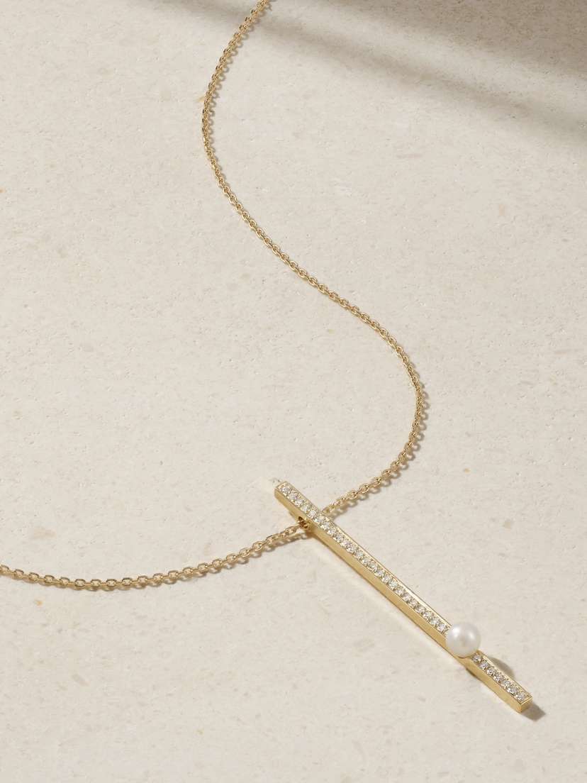 Mizuki 14-karat Gold, Pearl And Diamond Necklace