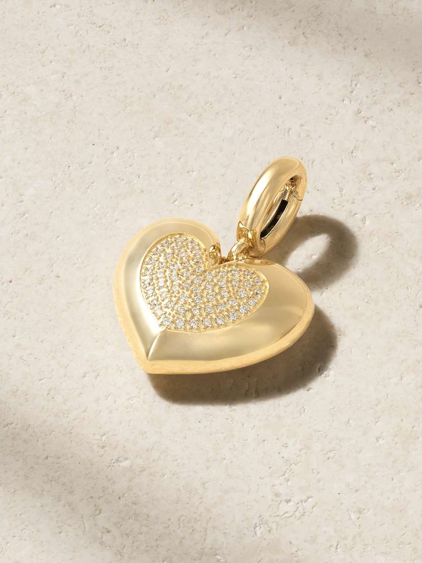 Lauren Rubinski Small Heart 14-karat Gold Diamond Pendant
