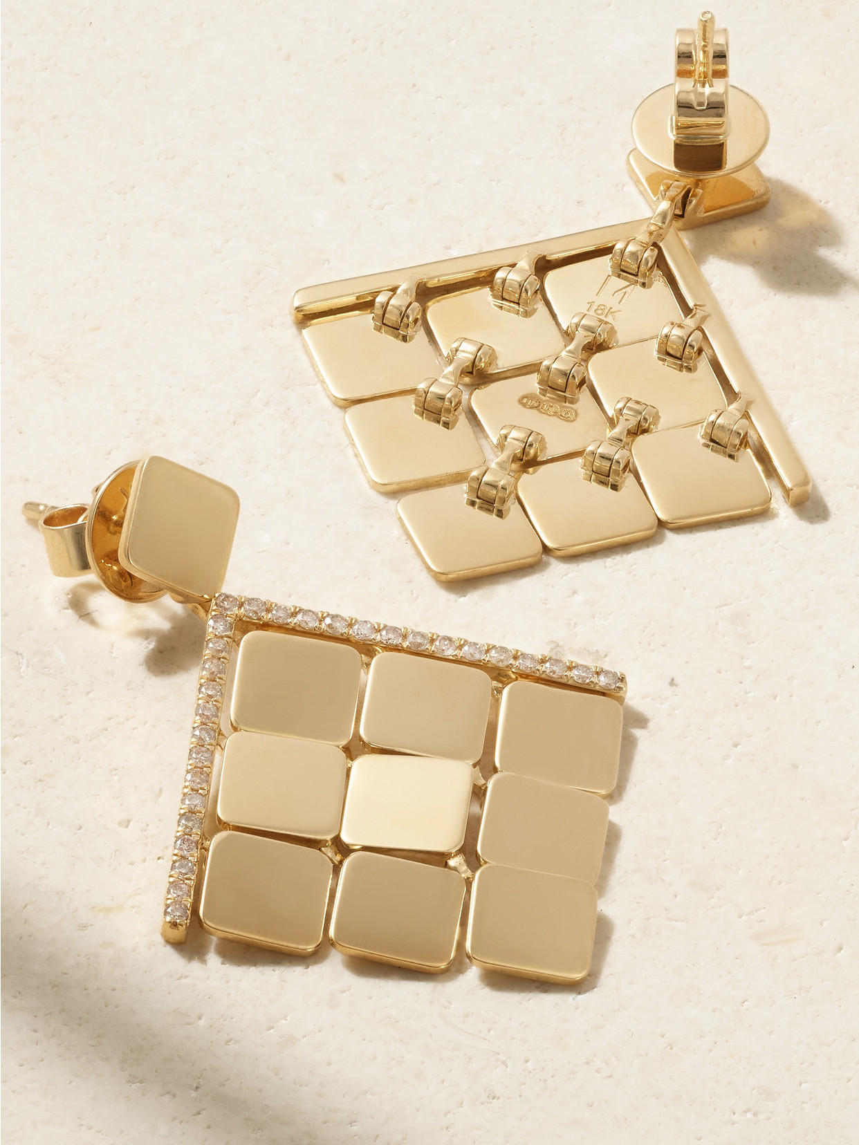 Ileana Makri Medium Tile 18-karat Gold Diamond Earrings In Gold