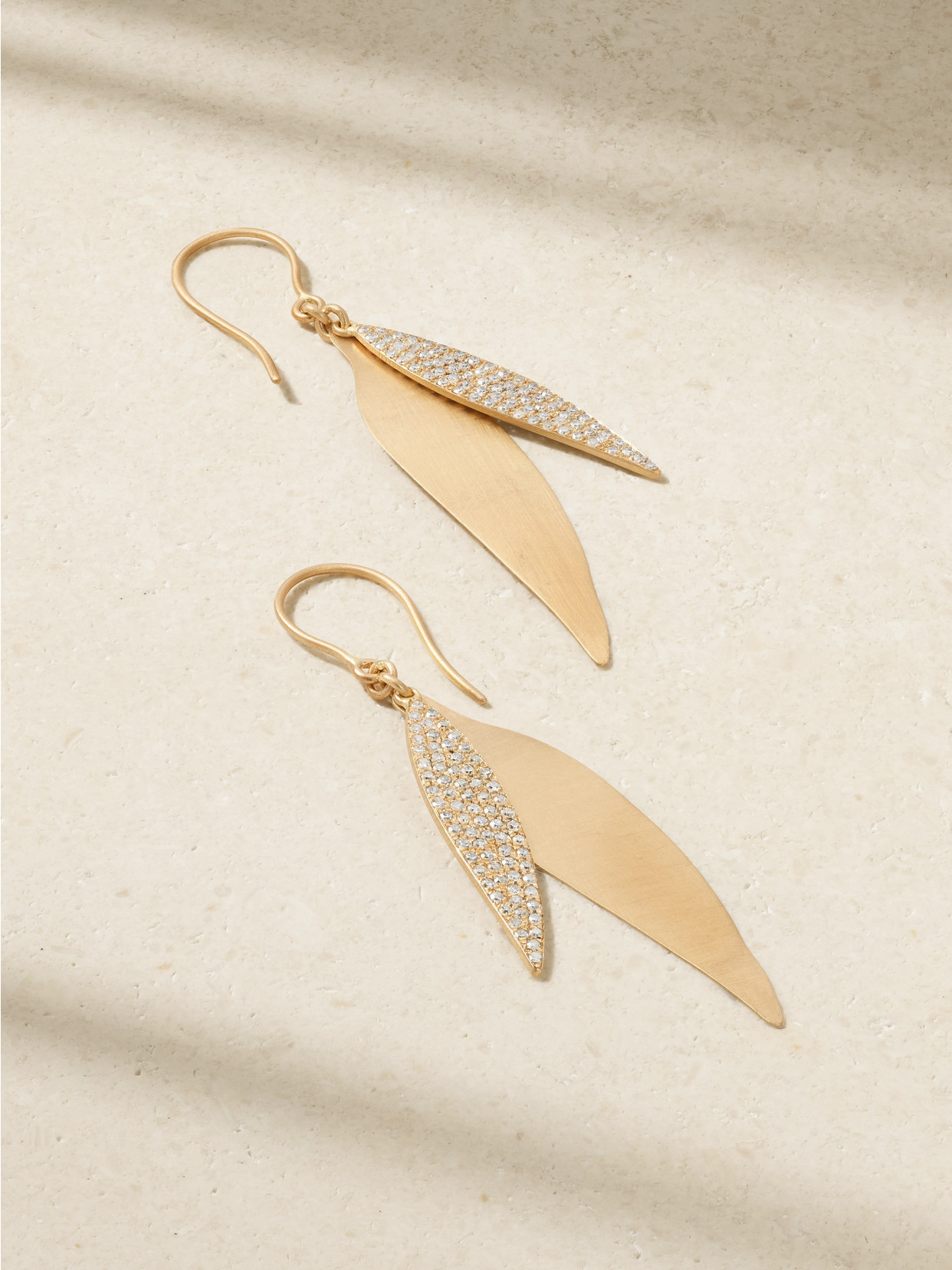 Ileana Makri - Falling Leaves 18-karat Gold Diamond Earrings - One size
