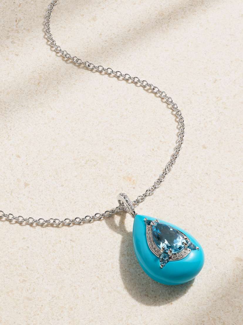 Boghossian Reveal 18-karat White Gold, Turquoise And Topaz Necklace