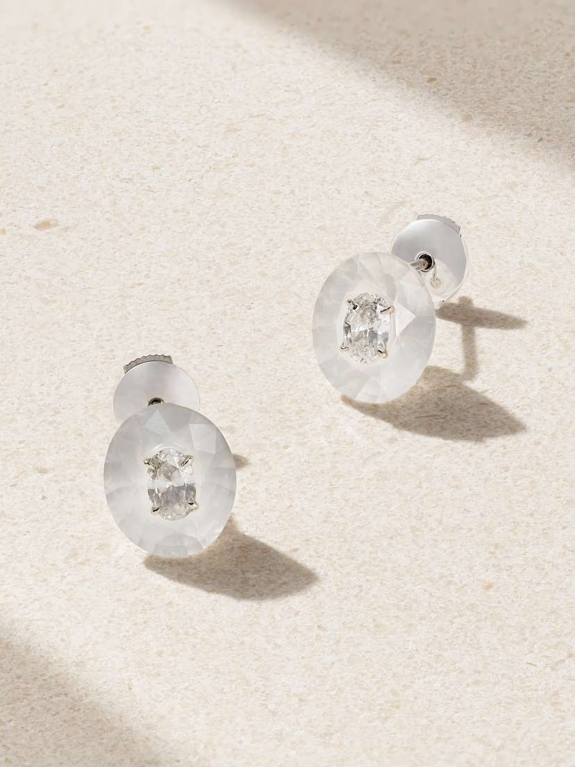 Boghossian 18-karat White Gold, Quartz And Diamond Earrings