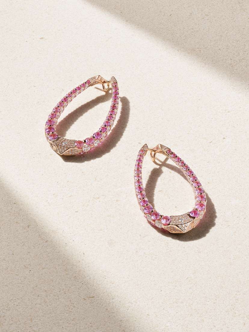 Boghossian Merveilles 18-karat Rose Gold, Sapphire And Diamond Hoop Earrings