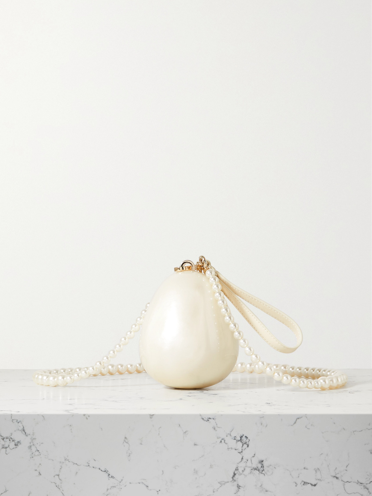 Simone Rocha Micro Egg Faux Pearl-embellished Acrylic Clutch In White